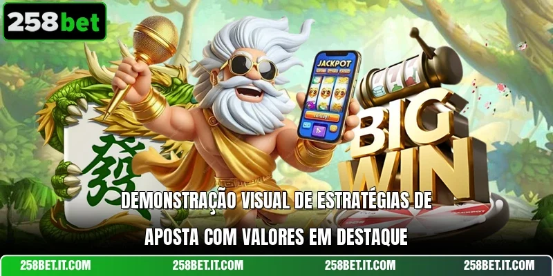 Demonstração visual de estratégias de aposta com valores em destaque