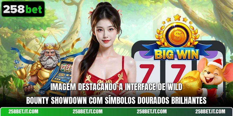 Imagem destacando a interface de Wild Bounty Showdown com símbolos dourados brilhantes
