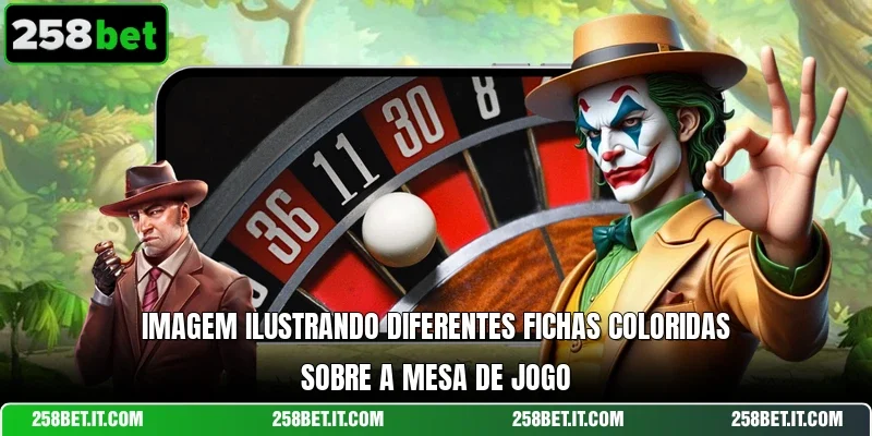Imagem ilustrando diferentes fichas coloridas sobre a mesa de jogo