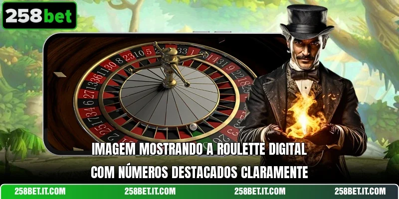 Imagem mostrando a Roulette digital com números destacados claramente