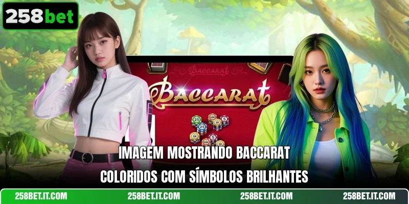 Imagem mostrando Baccarat coloridos com símbolos brilhantes
