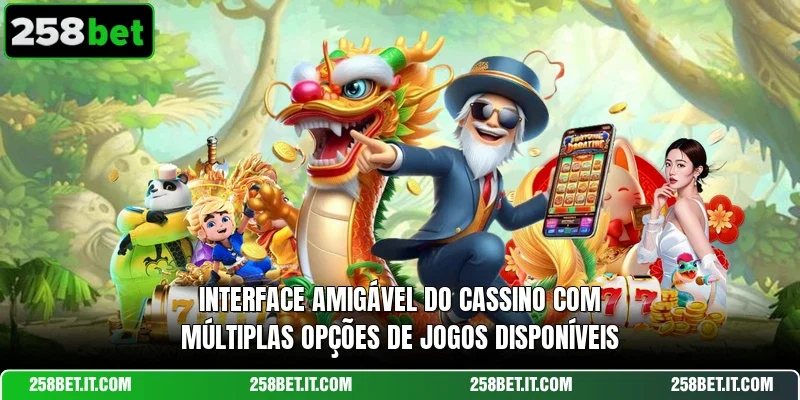 Interface amigável do cassino com múltiplas opções de jogos disponíveis