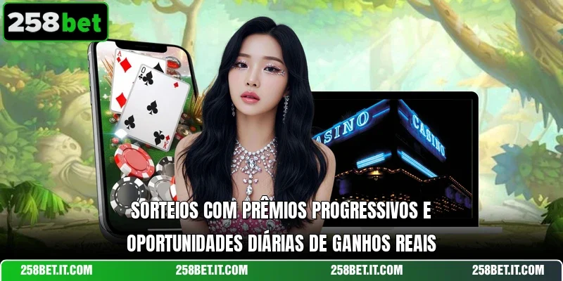 Sorteios com prêmios progressivos e oportunidades diárias de ganhos reais